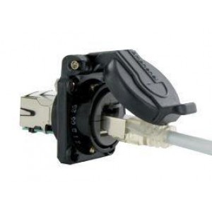 RJF62A1GSCC, Модульные соединители / соединители Ethernet Cat6 RJ45 SQ Flange REC Green w/Cap