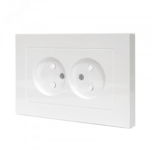 Розетка двухместная UNIVersal серия Афина б/з, с/у, з/ш, 16А, 220В, белая (еврослот), механизм A0048
