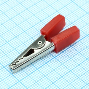 AG-026-004/R, Зажим "Крокодил" с изолятором красный, 5А