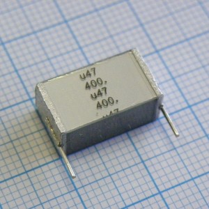 B32562J6474K, Конденсатор металлоплёночный полиэтилентерефталатный 0.47мкФ 400В ±10% (16.5х7.3х9.3мм) шаг выводов 15мм 125°С россыпь