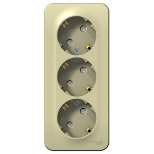 Розетка 3-м ОП Blanca 16А IP20 250В с заземл. защ. шторки с изолир. пластиной беж. SE BLNRA011317