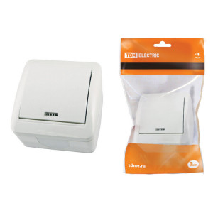 Выключатель 1-кл. открытой установки с подсветкой IP44 10А белый "Селигер" SQ1818-0003