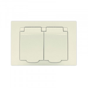 Розетка 2-м СП Афина 16А IP20 с заземл. c крышкой в сборе сл. кость (ivory) A0031-I