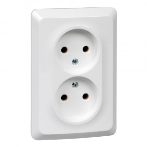 ЭТЮД С/У двойная РОЗЕТКА без заземления без шторок 16А 250B, БЕЛЫЙ, Россия C2 PC16-105B