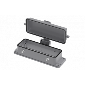 Открытое основание разъема S24B-BM-4B-PC, Основание разъема на панель, открытое, типоразмер 24B, с уплотнителем, без защелок (упоры для двух защелок), с защитной крышкой, материал корпуса: алюминиевый сплав