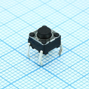 B3F1020, Кнопка тактильная 6х6 h=5мм (3.4мм+толкатель 1.6мм) 0.98N 0,05A 24В