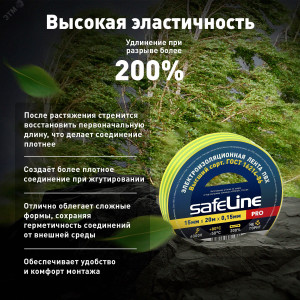Изолента ПВХ желто-зеленая 15мм 20м Safeline 12122