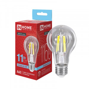 Лампа светодиодная LED-A60-deco 11Вт грушевидная прозрачная 6500К холод. бел. E27 1160лм 230В 4690612026169