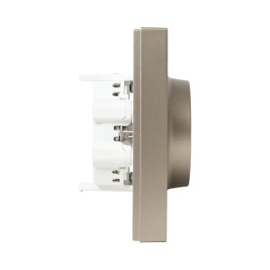 Механизм розетки двойной, 16А, с заземлением, без шторок, с рамкой, шампань Эпика EKF UP1-SOC-210