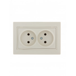 Розетка 2-м СП Mira 16А IP20 без заземл. со вставкой керамика крем. 701-0303-128