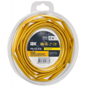 Трубка термоусадочная ТТУ нг-LS 6/3 желт. (уп.2м) UDR12-006-003-002-K05-T