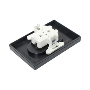 Механизм розетки двойной, 16А, без заземления, со шторками, с рамкой, графит Эпика EKF UP1-SOG-201