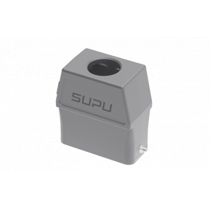 Крышка разъема S10A-TEH-2B-PG16, Крышка разъема на кабель, типоразмер 10A, высокое исполнение, с уплотнителем, 1 отверстие с резьбой для кабельных вводов PG16, с верхним расположением, без защелки (упоры под одну защелку), материал корпуса: алюминиевый сплав