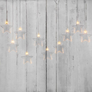 Гирлянда светодиодная Звезды 1,5х0,6 м, прозрачный провод, теплый белый свет свечения 303-030