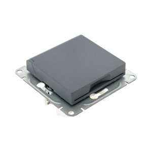 Механизм розетки, 16А, IP44, с заземлением, со шторками, c крышкой, графит Эпика EKF UP1-SOG-111-44