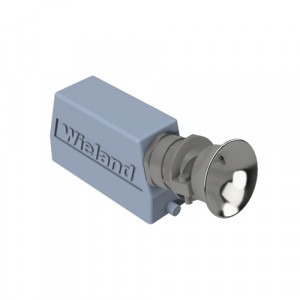 Крышка разъема BAS GOT GG 24 M32 A3, Крышка разъема на кабель, типоразмер 24B, без уплотнителя, 1 кабельный ввод M32x1,5, с разгрузкой на изгиб, IP54, с боковым расположением, без защелки (упоры под одну защелку), материал корпуса: алюминиевый сплав