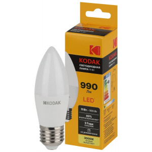 Лампочка светодиодная Kodak LED KODAK B35-11W-830-E27 E27 / Е27 11Вт свеча теплый белый свет(кр.1шт) [Б0057632]