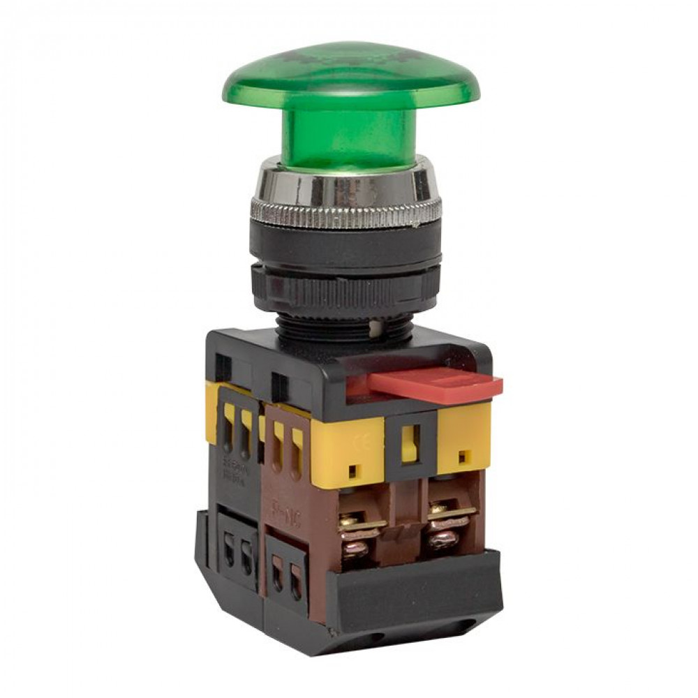 Изображение товара Кнопка AELA-22 зеленая с подсветкой NO+NC 220В Грибок PROxima pbn-aela-1g-220