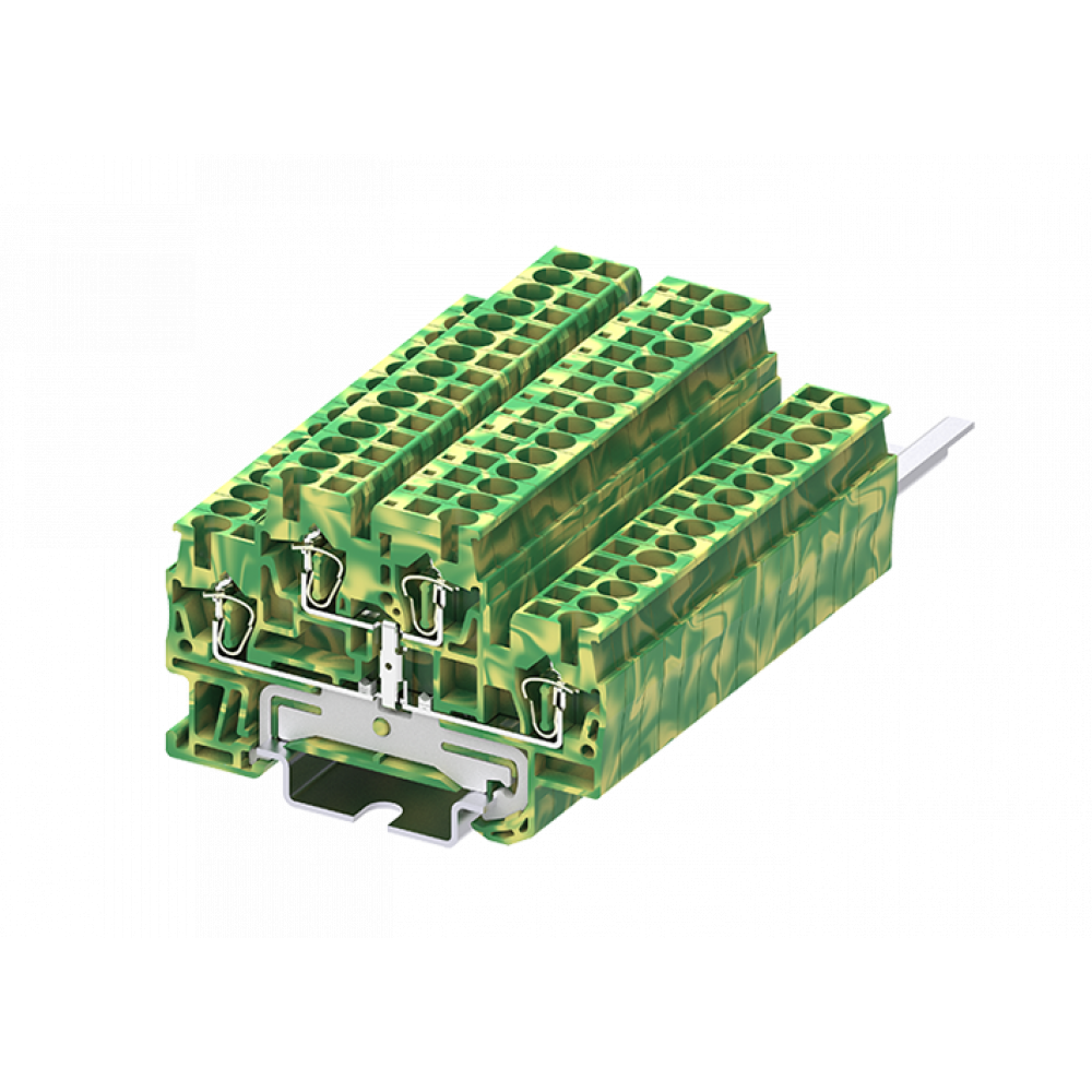 Изображение товара Заземляющая этажная клемма TCD2.5-2-PE для DIN-рейки, 2 этажа, 4 точки, пружинная фиксация