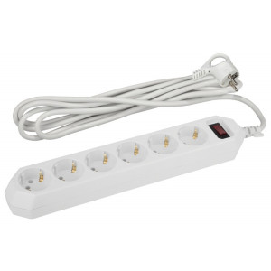 Сетевой фильтр USF-6es-1,5m-W с базовой защитой с заземлением с выключателем 6 розеток 1,5м 10А белый Б0037260