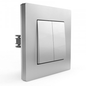 Выключатель 2-кл. СП Pixel 10А IP20 в сборе алюм. TKE-PX-V2F-C03