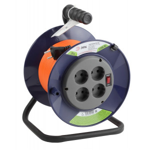 Удлинитель силовой RPx-4s-2x1.0-20m на пластиковой катушке без заземления 4 розетки 20м ПВС 2х1мм2 Б0043050