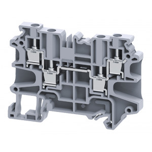 Проходная клемма CY4/4, Проходная клемма, 4 точки подключения, тип фиксации провода: винтовой, номинальное сечение: 4 мм кв., 32A, 500V, ширина: 6 мм, цвет: серый, тип монтажа: DIN35