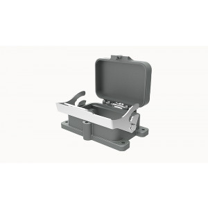 Открытое основание разъема D48B-BK-1L-CV, Основание разъема на панель, открытое, типоразмер 48B, с уплотнителем, с одной защелкой, с защитной крышкой, материал корпуса: алюминиевый сплав