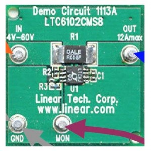 DC1113A, Средства разработки интегральных схем (ИС) усилителей LTC6102 Current Sense Demo Board