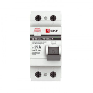 Выключатель дифференциального тока (УЗО) 2п 25А 30мА тип A ВД-100 (электромех.) PROxima elcb-2-25-30-em-a-pro
