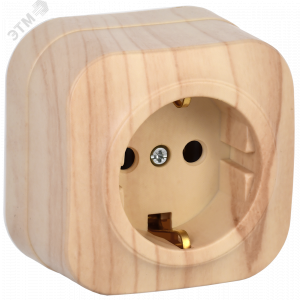 Розетка 1-м ОП GLORY РС20-3-ХС 16А с заземл. сосна ERH11-K34-16