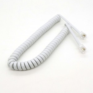 Шнур телефонный витой 2.0м белый, Шнур подключения телефонного аппарата к трубке витой 2м белый