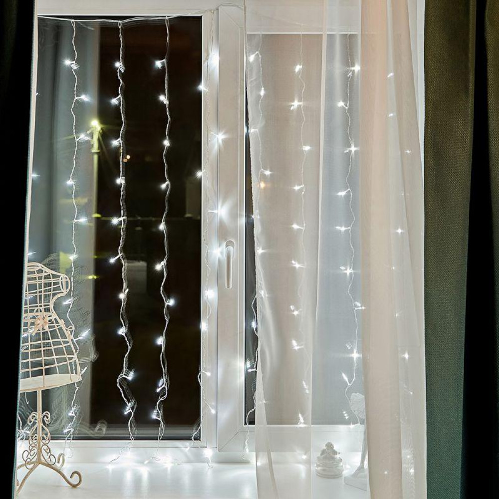 Изображение товара Гирлянда светодиодная Светодиодный Дождь 1,5х1,5м 144LED холодный белый с контроллером
