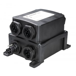 Распределительная коробка 96.050.7153.1, Распределительная коробка, серия RST Classic, IP68(69k), 5 полюсов, 1 вход (5 пол.) / 1 выход (5 пол.) + 2 выход (3 пол. L1) + 2 выход (3 пол. L2) + 2 выход (3 пол. L3), номинальные характеристики: 250/400V, 20A,  с монтажными фланцами, цвет: черный, сери