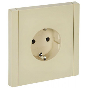 FORTE&PIANO Розетка 1-местная с заземлением без защитных шторок безвинтовое крепление 16А FP414 ваниль IEK FP-R11-16-1-K10