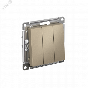 Выключатель 3-кл. СП AtlasDesign 10А IP20 (сх. 1+1+1) 10AX механизм шампань SE ATN000531