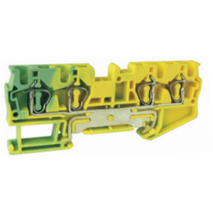 Заземляющая клемма UJ5-4/2X2JD, Заземляющая клемма, 4 точки подключения, тип фиксации провода: пружинный, номинальное сечение: 4 мм кв., ширина: 6,2 мм, цвет: желто-зеленый, тип монтажа: DIN35