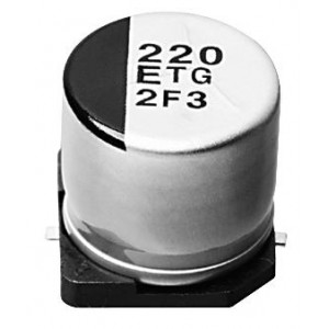 EEETG1C221P, Конденсатор алюминиевый электролитический 220мкФ 16В ±20% (10 X 10.2мм) для поверхностного монтажа 0.3 Ом 270мА 2000час 125°С автомобильного применения лента на катушке