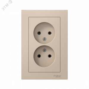 Розетка 2-м. AtlasDesign 16А без заземл. в сборе песочн. SE ATN001220
