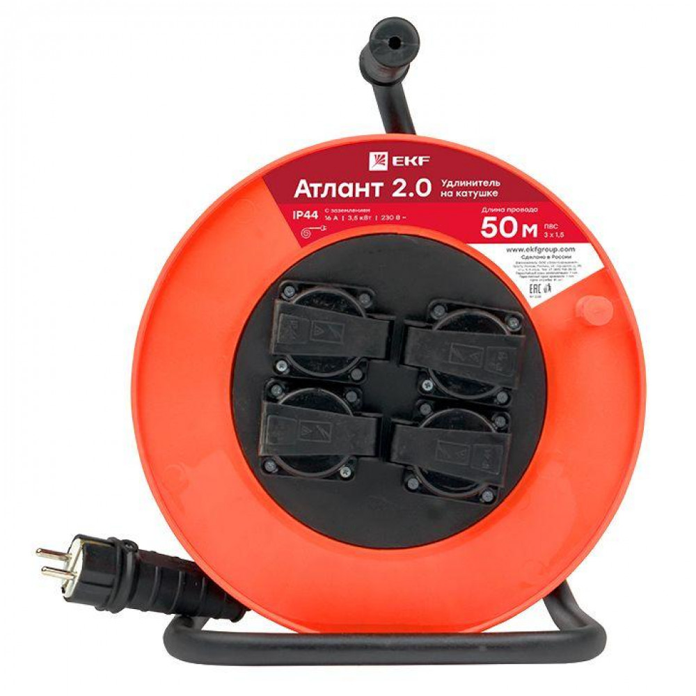 Изображение товара Удлинитель на катушке 4х50м IP44 EKF PROxima UKA02-16-315-4-50