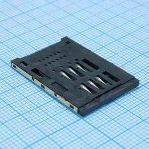 DS1138-05-06SS4BSR, Разъем мини SIM карты высота  2.0мм 6 контактов шаг 1.27мм с фиксацией