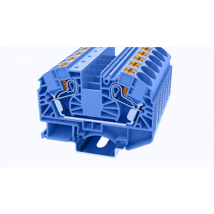 DS16-01P-12-00Z(H), Проходная клемма, тип фиксации провода: Push-in, номинальное сечение: 16 мм кв., 76A, 1000V, ширина: 12,2 мм, цвет: синий, втычная перемычка, тип монтажа: DIN35