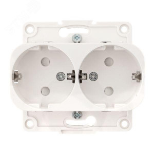 Розетка 2-м СП Стокгольм 16А IP20 с заземл. защ. шторки механизм бел. PROxima EYR16-128-10
