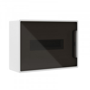 Щит 12 модулей настенный FRAME, белый, с тонированной дверцей, с 2 шинами PEN на 6 и 8 отверстий F12W1WD