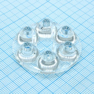 C11805_ANNA-40-6-S, Круглая групповая линза под 6светодиодов, ~15°, D=40 мм H=10,7 мм