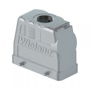 Крышка разъема BAS GOT GC 24HM32 A1, Крышка разъема на кабель, типоразмер 24B, высокое исполнение, без уплотнителя, 1 отверстие с резьбой для кабельных вводов M32x1,5, с верхним расположением, без защелок (упоры для двух защелок), материал корпуса: алюминиевый сплав