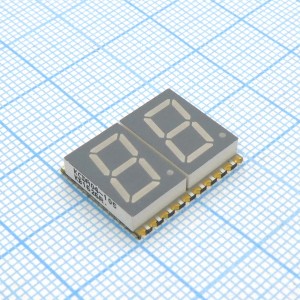 KCDA04-105, 2-х разрядный сегментный индикатор smd 10,16мм/красный/630нм/21-54мкд/ОА