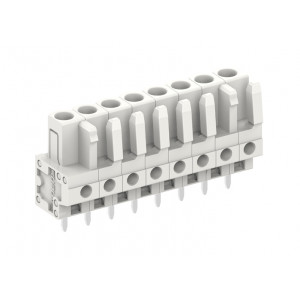 Розеточный разъем на плату 450774, Розеточный разъем, вертикальный, на плату, шаг: 5.0 мм, 24 полюса, фиксация на плате пайкой, исполнение: стандартное, 320V, 12A, цвет: серый