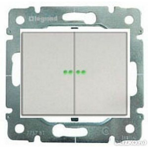 Выкл.двойн.с подсв. Galea, aluminium. 696843