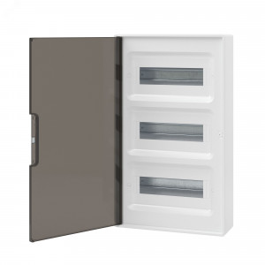 Щит 36 мод настенный белый с тонированной двер    цей с 4-мя шинами PEN (2шт на 8 отв. и 2шт на 10о тв.) F36W1WD